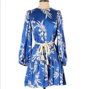 BRAND NEW WITH TAGS ALEXIS TARGET BLUE FLORAL ROPE BELT DRESS SIZE Xxs